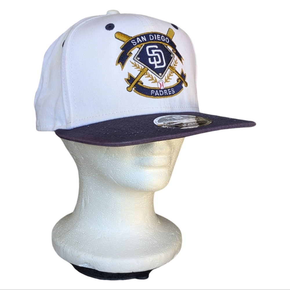 San Diego Padres RARE Double Crossed Bat SD Logo New Era Snap Back Hat Ball Cap